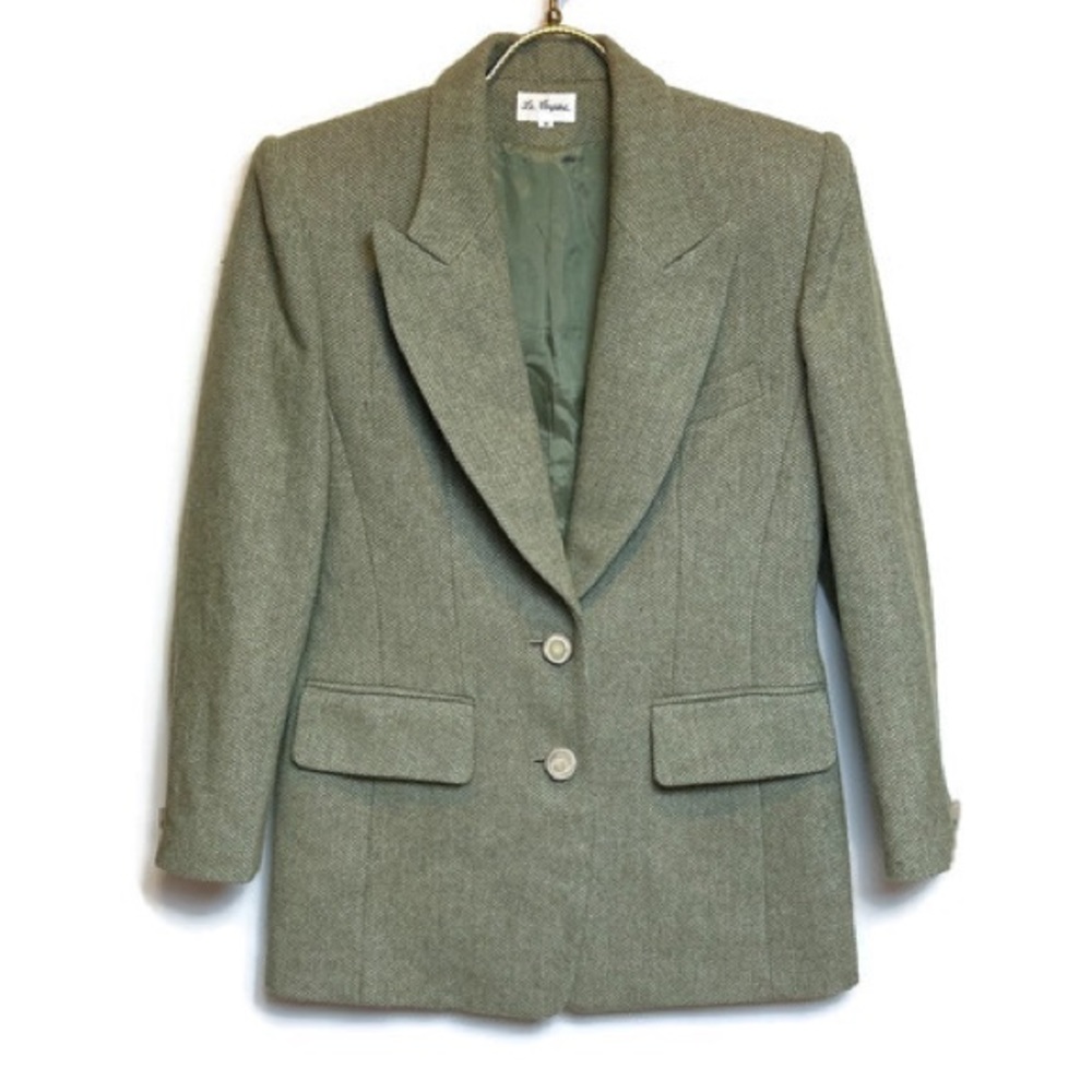VINTAGE SIZE 9 GREEN COAT OVERSIZE BLAZER